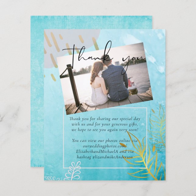 BUDGET DustyTeal Guld Abstrakt Bröllop (Fram/baksida)