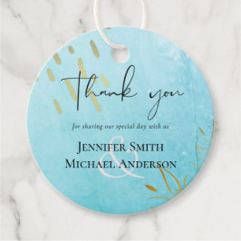 BUDGET DustyTeal Guld Abstrakt Bröllop Gåvor Etiketter