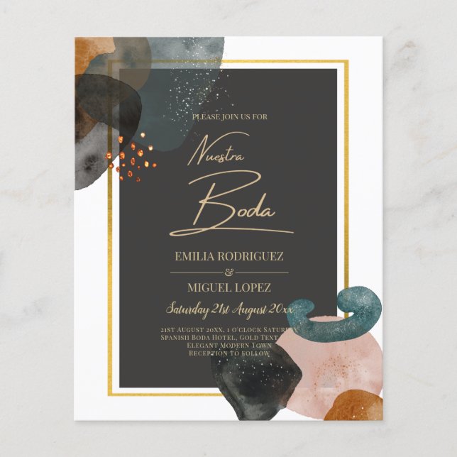 BUDGET Earth Tones Abstrakt Bröllop Flygblad (Framsidan)