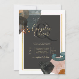 BUDGET Earth Tones Abstrakt Bröllop Inbjudningar