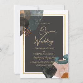 BUDGET Earth Tones Abstrakt Bröllop Inbjudningar