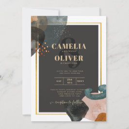 BUDGET Earth Tones Abstrakt Bröllop Inbjudningar