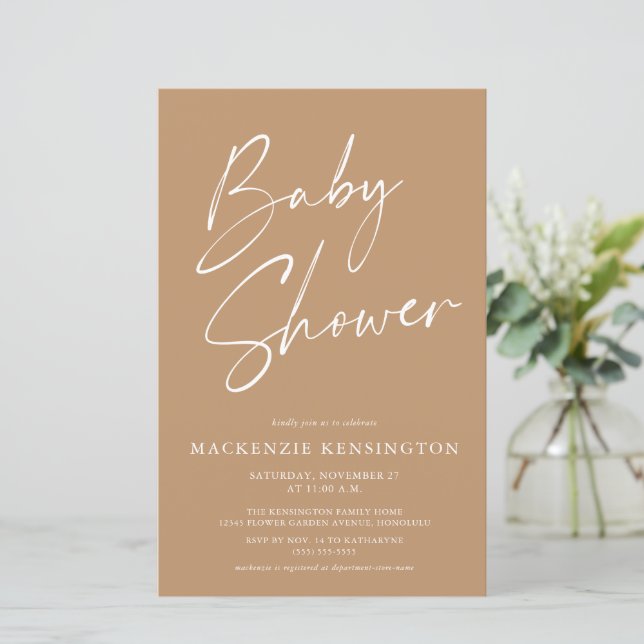 Budget Earth Tones Minimalistisk Skript Baby Showe (Stående Fram)