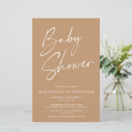 Budget Earth Tones Minimalistisk Skript Baby Showe