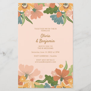 Budget Earthy Boho Orange Blommigt Bröllop
