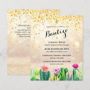Budget EL BAUTIZO Baptism Christening CACTI Inbjud