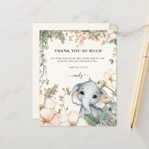Budget Elefant Blommig Kräm Baby Shower Tacksamhet