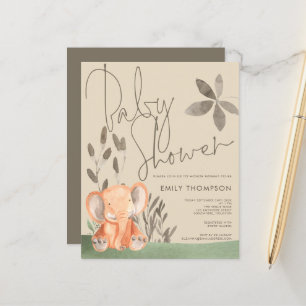 Budget Elefant Kräm Baby Shower Inbjudan