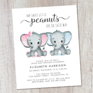 Budget Elefant Tvilling Pojke Flicka Baby Sprinkle