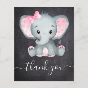 BUDGET Elefantflicka Baby Shower Tacksamhetskort