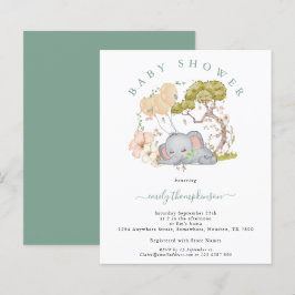 Budget Elefantpojke Sage Baby Shower Inbjudan