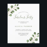Budget elegant 40-års födelsedagsfest inbjudan<br><div class="desc">Unik modern rustic akvarell eukalyptus grönska lövverk Fantastisk fyrtio fyrtioårs födelsedagsfest BUDGET prisvärd inbjudan. VÄNLIGEN LÄS DETTA INNAN KÖP! Detta är ett budgetprisvärt kort som trycks på ett pappersark (varje ark har ett kort). För bästa förhållande mellan pris och kvalitet är vårt råd att välja papperstypen Semi-Gloss (det är tillräckligt...</div>