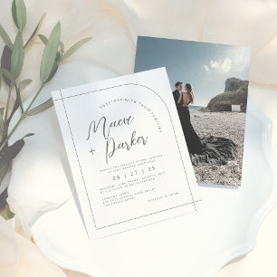 Budget Elegant Båge & Kalligrafi Foto Bröllop