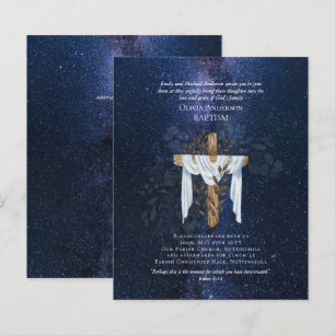BUDGET Elegant BAPTISM Inbjudan Navy Starry Night