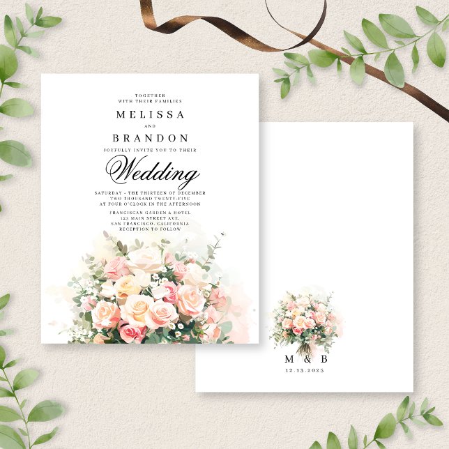 BUDGET Elegant blomsterbukett Monogram Bröllop (Skapare uppladdad)