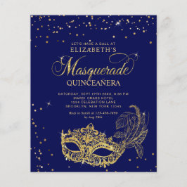BUDGET Elegant Blue Guld Masquuppad Quinceañera