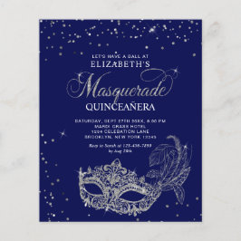 BUDGET Elegant Blue Silver Masquuppad Quinceañera