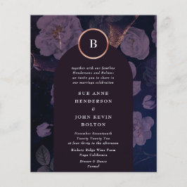 Budget Elegant Boho Blommig Båge Roséguld Bröllop Flygblad