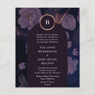 Budget Elegant Boho Blommig Båge Roséguld Bröllop Flygblad