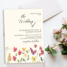Budget Elegant Boho Vilda Blommor Bröllopsinbjudan