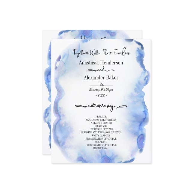 Budget/Elegant bröllop-programmet. (Fram/Back In Situ)