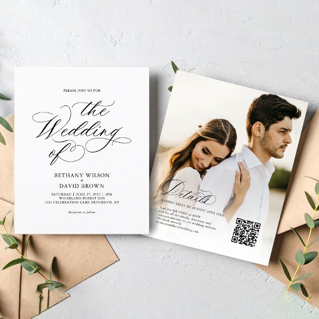 BUDGET Elegant Calligraphy Photo QR Code Bröllop (Skapare uppladdad)