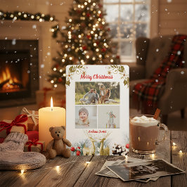 Budget Elegant Christmas 3 Photo Holiday Card 2025 Julkort