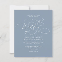 BUDGET Elegant Dammblå Flourish Script Bröllop