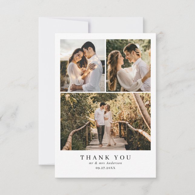 BUDGET Elegant Dusty Rosa Monogram Photo Bröllop Tack Kort (Framsida)