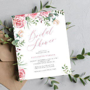 Budget elegant floralt bröllopsfestinladning