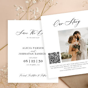 Budget elegant foto QR-kod bröllop spara datum