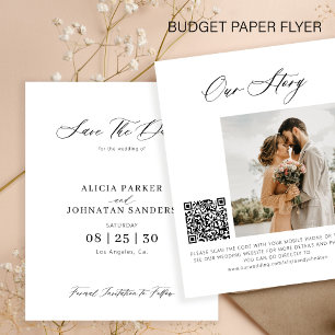 Budget elegant foto QR-kod bröllop spara datum Flygblad
