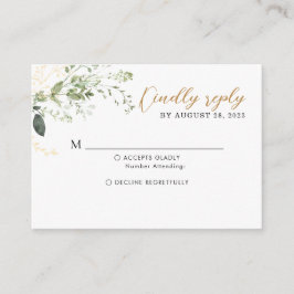 BUDGET Elegant Gold Greenery Eucalyptus Wedding Tilläggskort