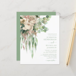 Budget Elegant Grön Blommig Roser Bröllop