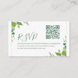 Budget Elegant Grön Botanisk Modern QR-kod RSVP Tilläggskort