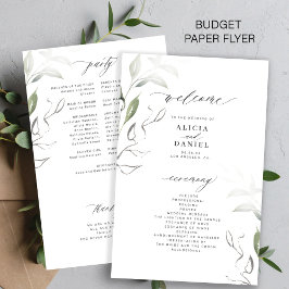 Budget elegant grönska lämnar bröllopsprogram