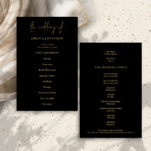 Budget Elegant Guld Black Bröllopsprogram