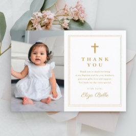 Budget Elegant Guld Kors Foto Dop Tack Vykort