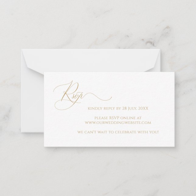 Budget Elegant Guldmanus Skrift Bröllops-RSVP-kort Anteckningskort (Framsida)