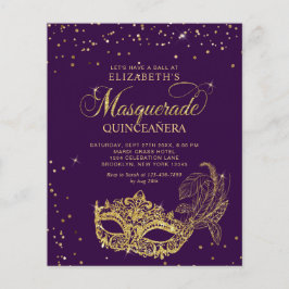 BUDGET Elegant Lila Guld Masquerade Quinceañera