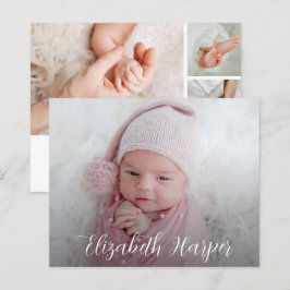 Budget Elegant Många Photo Birth Notice