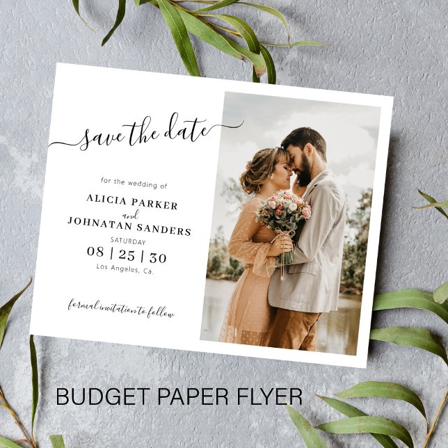 Budget elegant manus foto bröllop spara datumet flygblad (Skapare uppladdad)