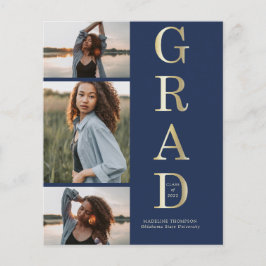 Budget Elegant Marinblå Guld 3 Foto Examen