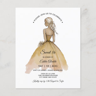 Budget Elegant Minimalist Sweet 16 Inbjudan