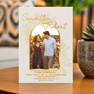 Budget Elegant Modern Boho Båge Foto Inbjudan