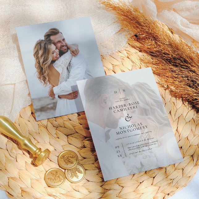 Budget Elegant Monogram Kalligrafi Foto Bröllop (Skapare uppladdad)