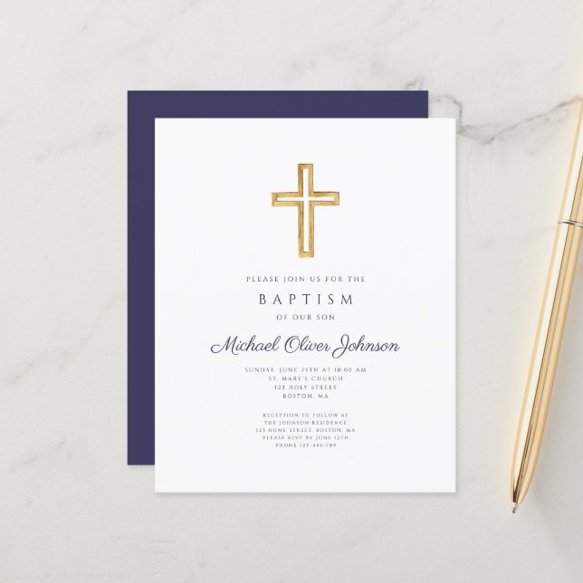 Budget Elegant Navy Blue Kor Boy Baptism (Fram/Back In Situ)