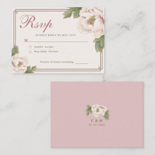 BUDGET Elegant Peony Blommigt Bröllop OSA Anteckningskort
