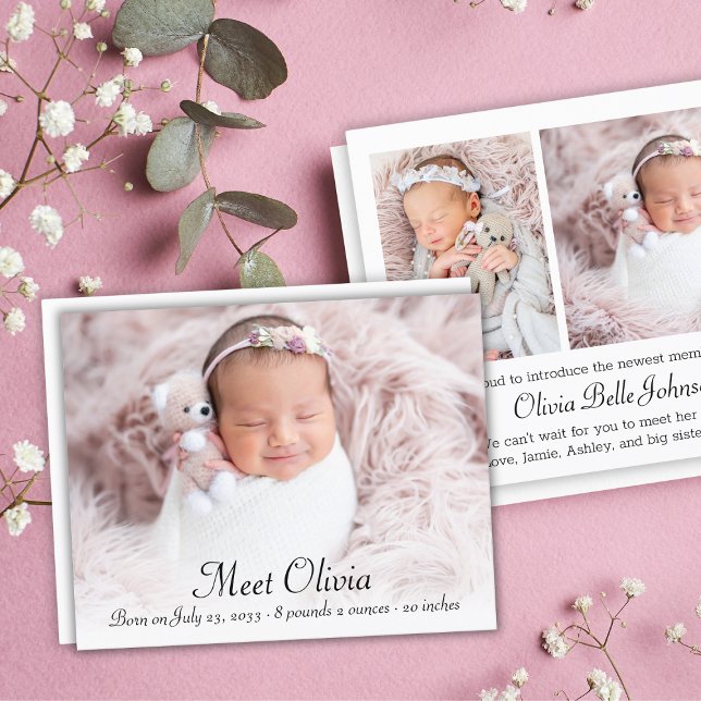Budget Elegant Photo Baby Birth Notice (Budget Elegant Photo Baby Birth Announcement
)