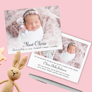 Budget Elegant Photo Flicka Birth Notice Flygblad